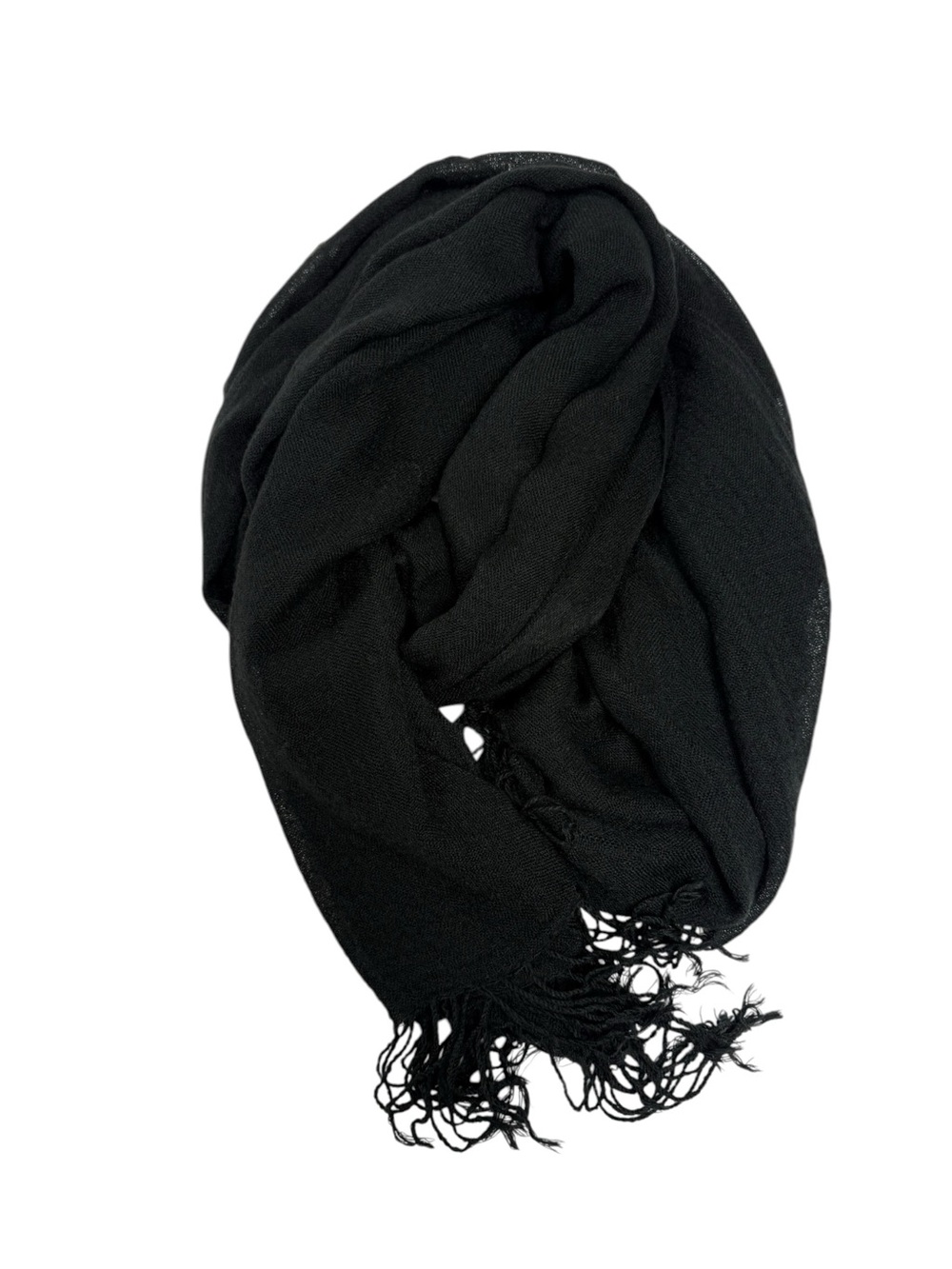 Black Pashmina Scarf Shawl Wrap Fringed Lightweight Everyday Basic Boho